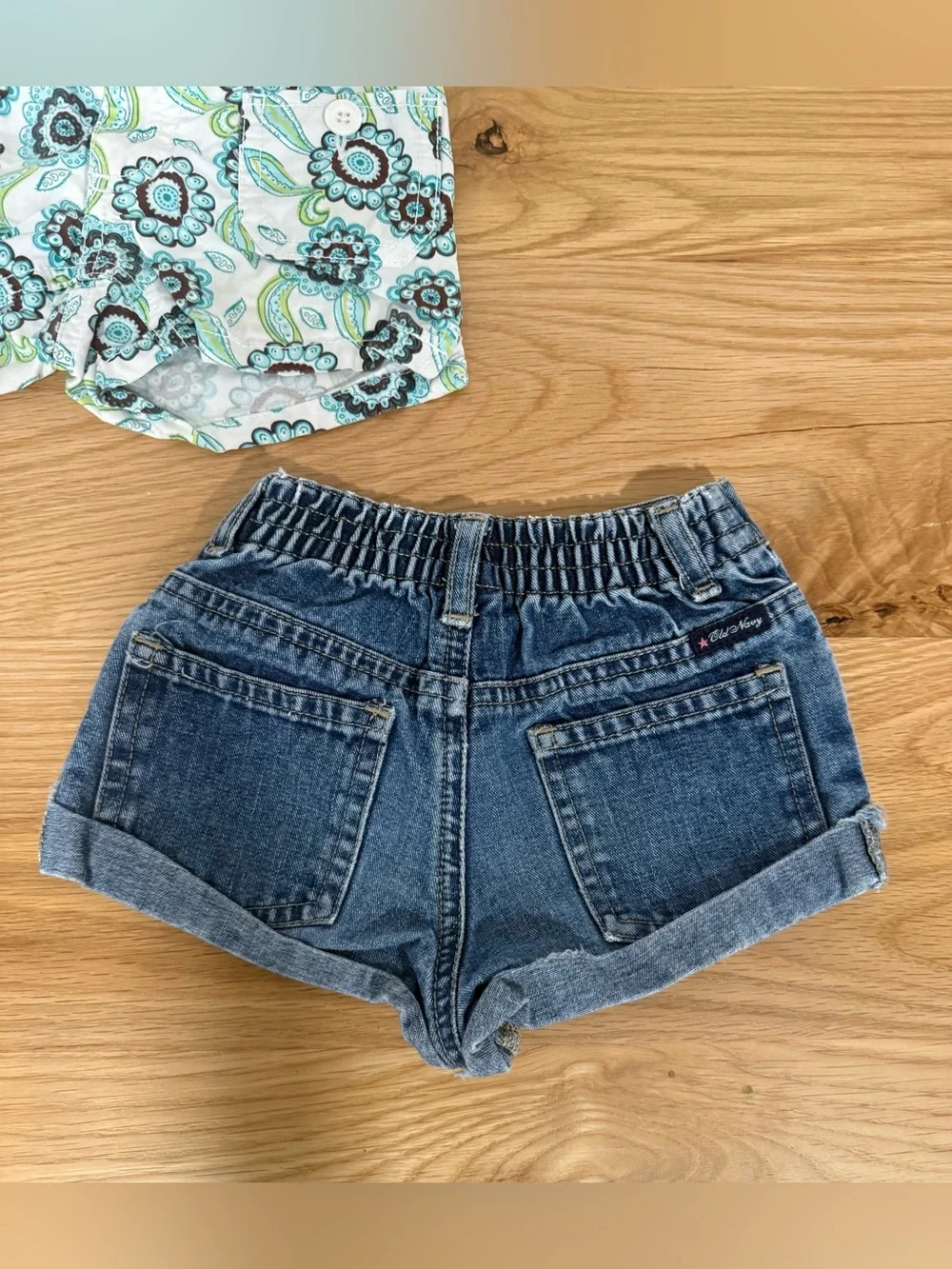 GAP/Old Navy  Girls 3 years Coral/Navy Floral, Denim Shorts Pack of 5